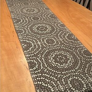 Silver Gray and White mandala pattern Table Runner 16x80”